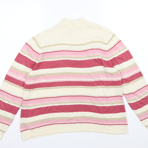 Marks and Spencer Womens Pink Striped Knit Pullover Jumper Size 18