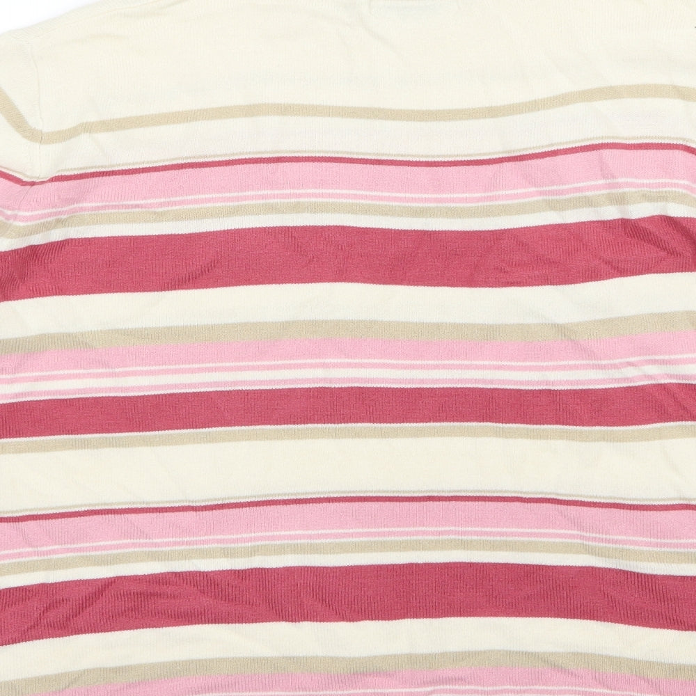 Marks and Spencer Womens Pink Striped Knit Pullover Jumper Size 18
