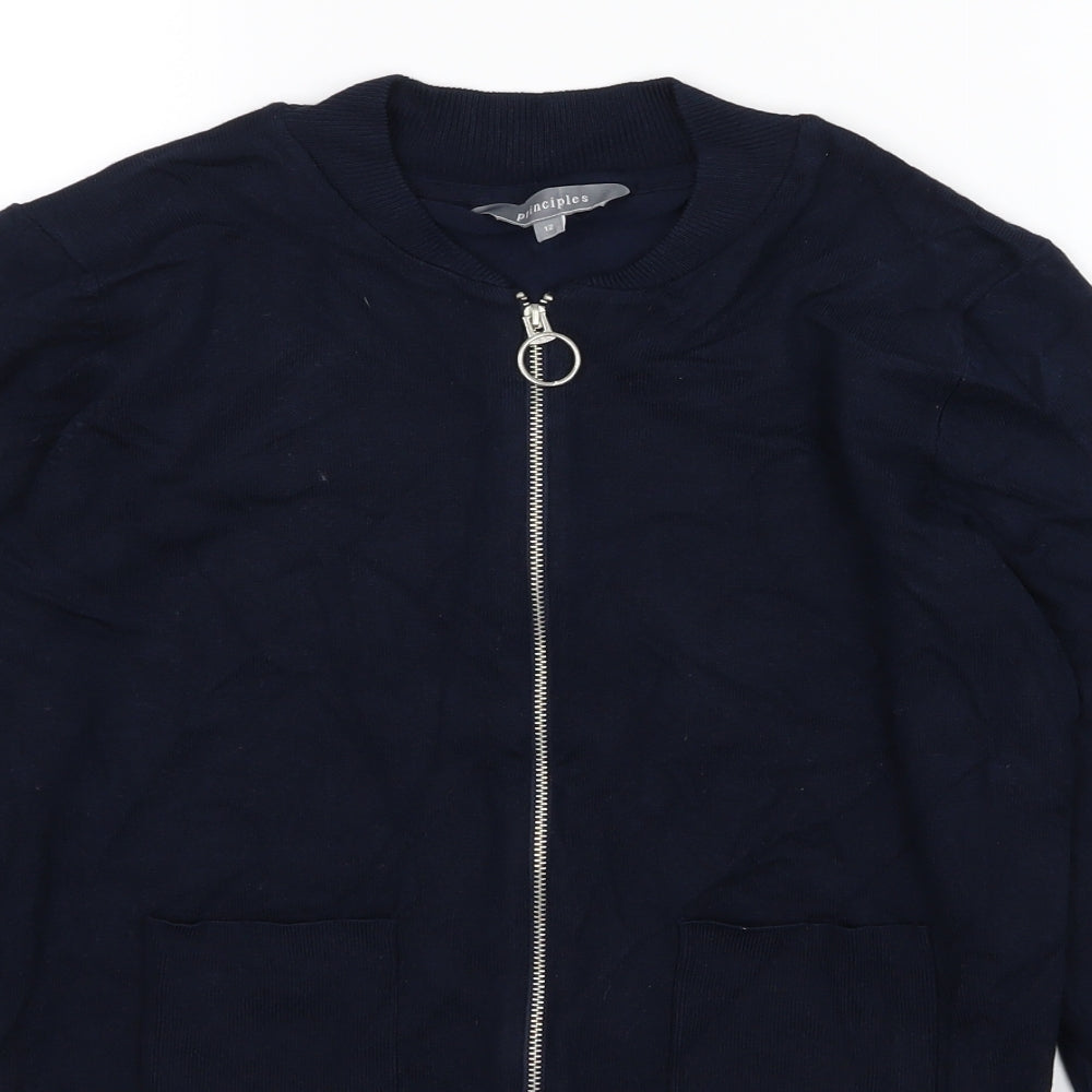 Principles Womens Blue  Knit Full Zip Jumper Size 12