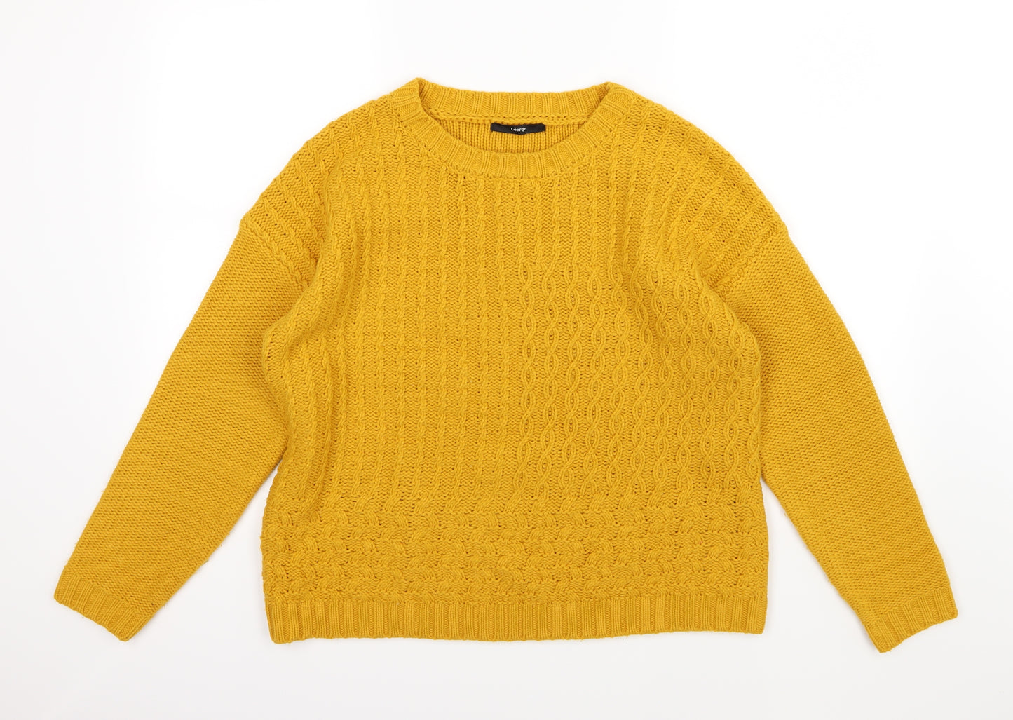 George Womens Yellow  Knit Pullover Jumper Size M