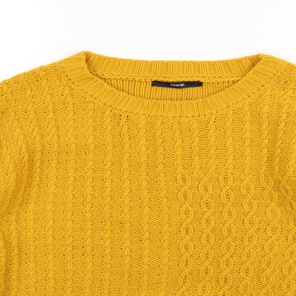 George Womens Yellow  Knit Pullover Jumper Size M
