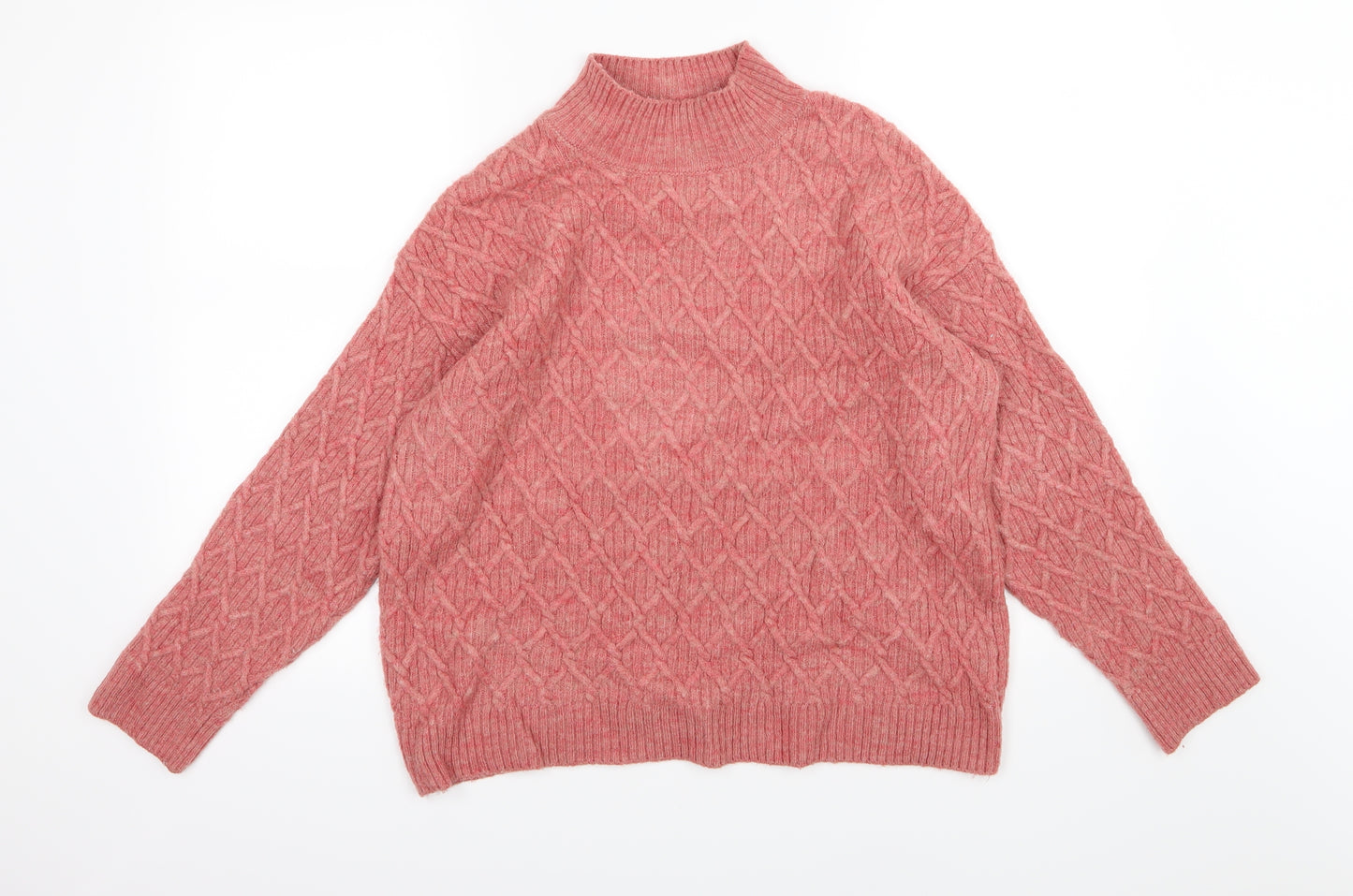 George Womens Pink Argyle/Diamond Knit Pullover Jumper Size S