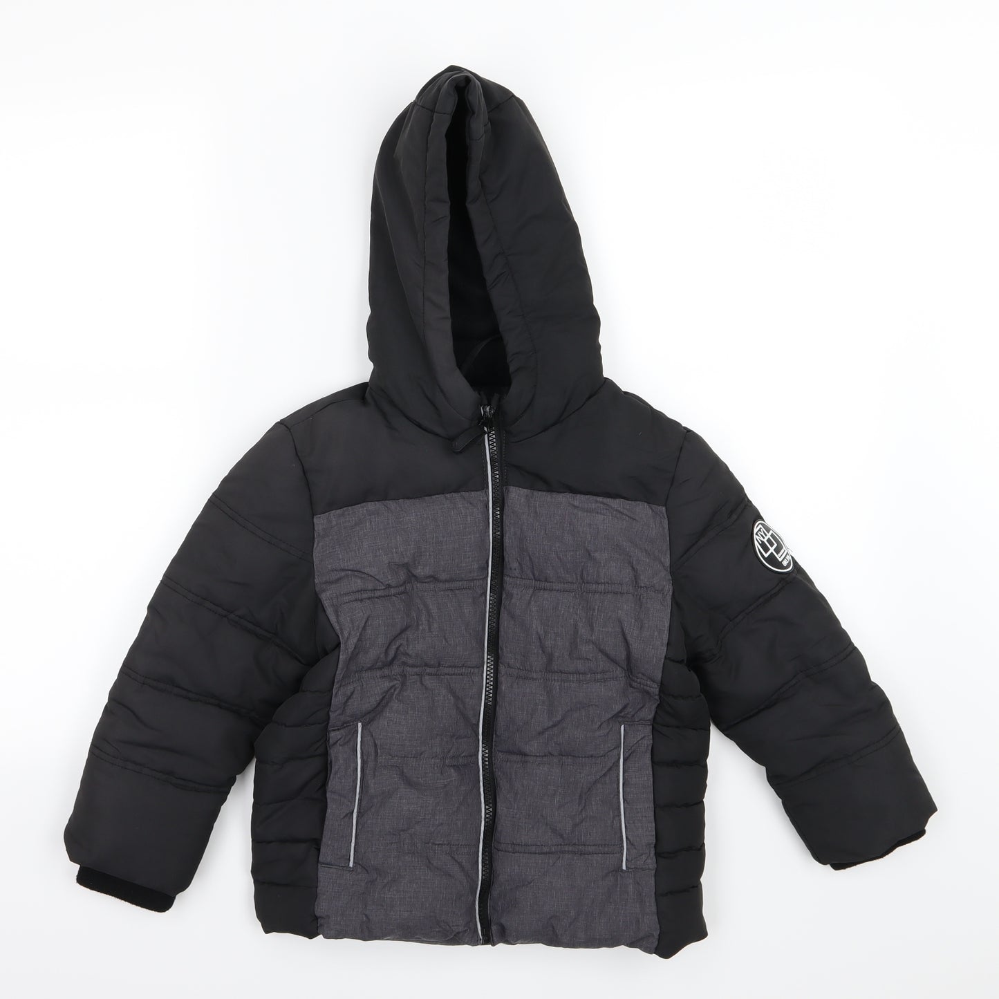 F&F Boys Black Striped  Basic Coat Coat Size 5-6 Years