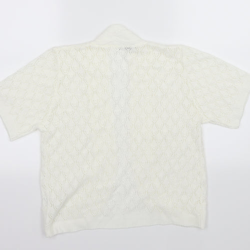 Classic Womens Ivory  Knit Cardigan Jumper Size S