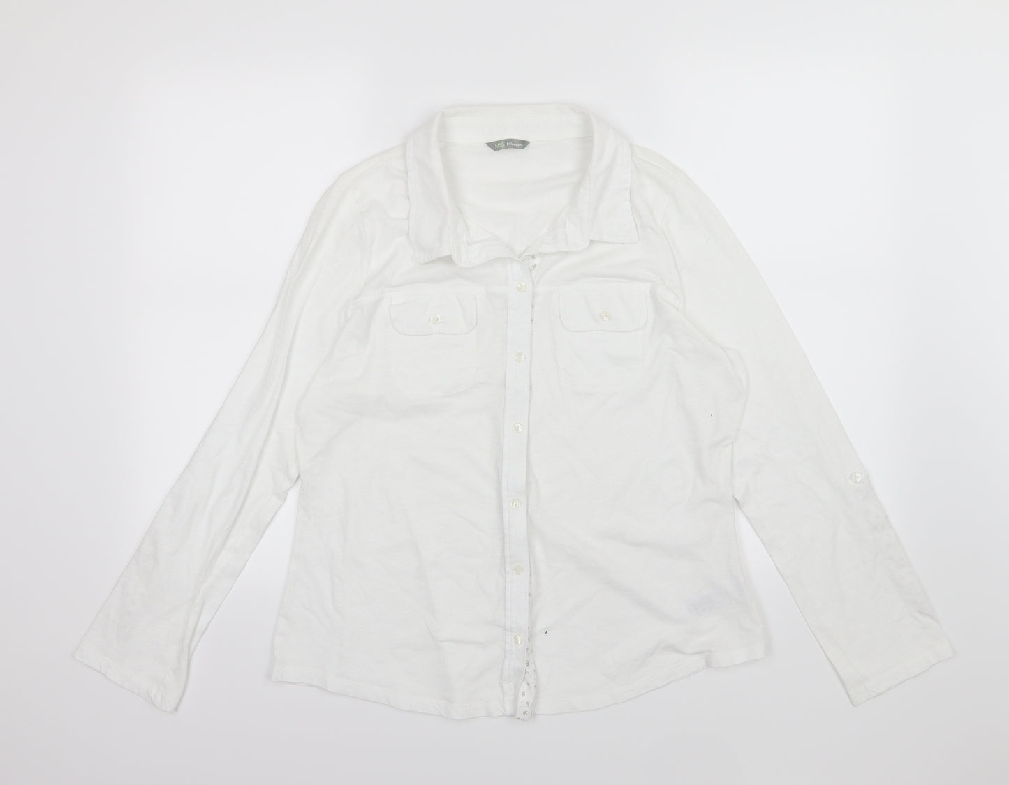 Marks and Spencer Womens White  Jersey Basic Button-Up Size 16