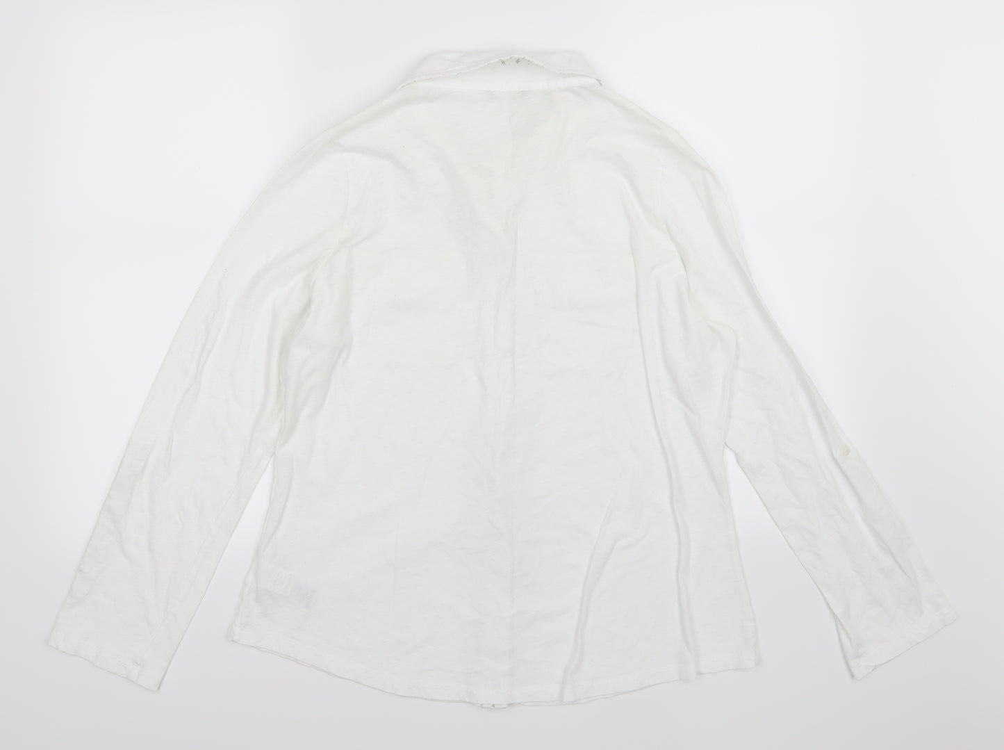 Marks and Spencer Womens White  Jersey Basic Button-Up Size 16