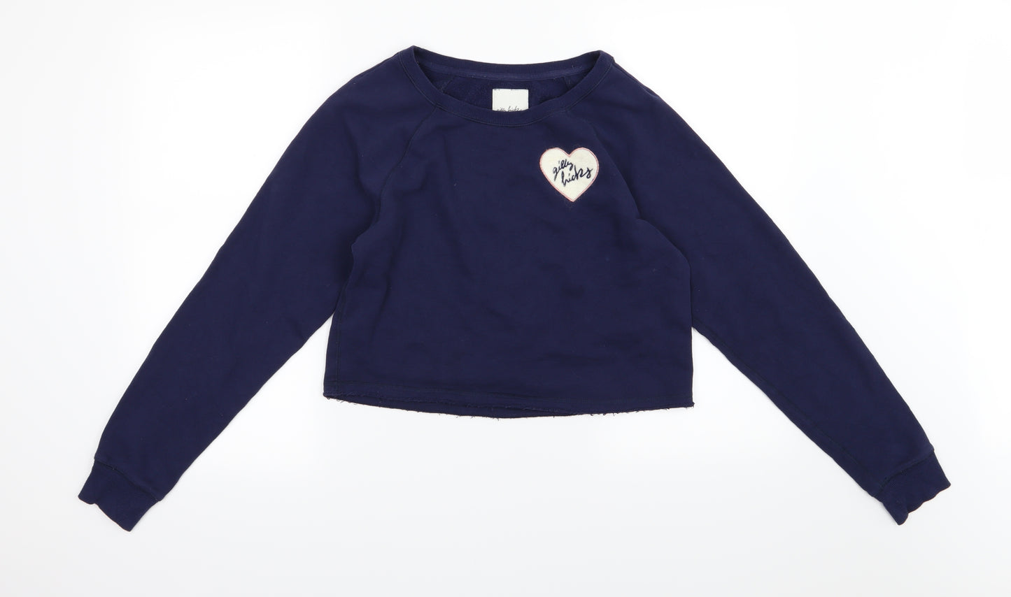 Girly Kicks Womens Blue  Jersey Pullover Sweatshirt Size S