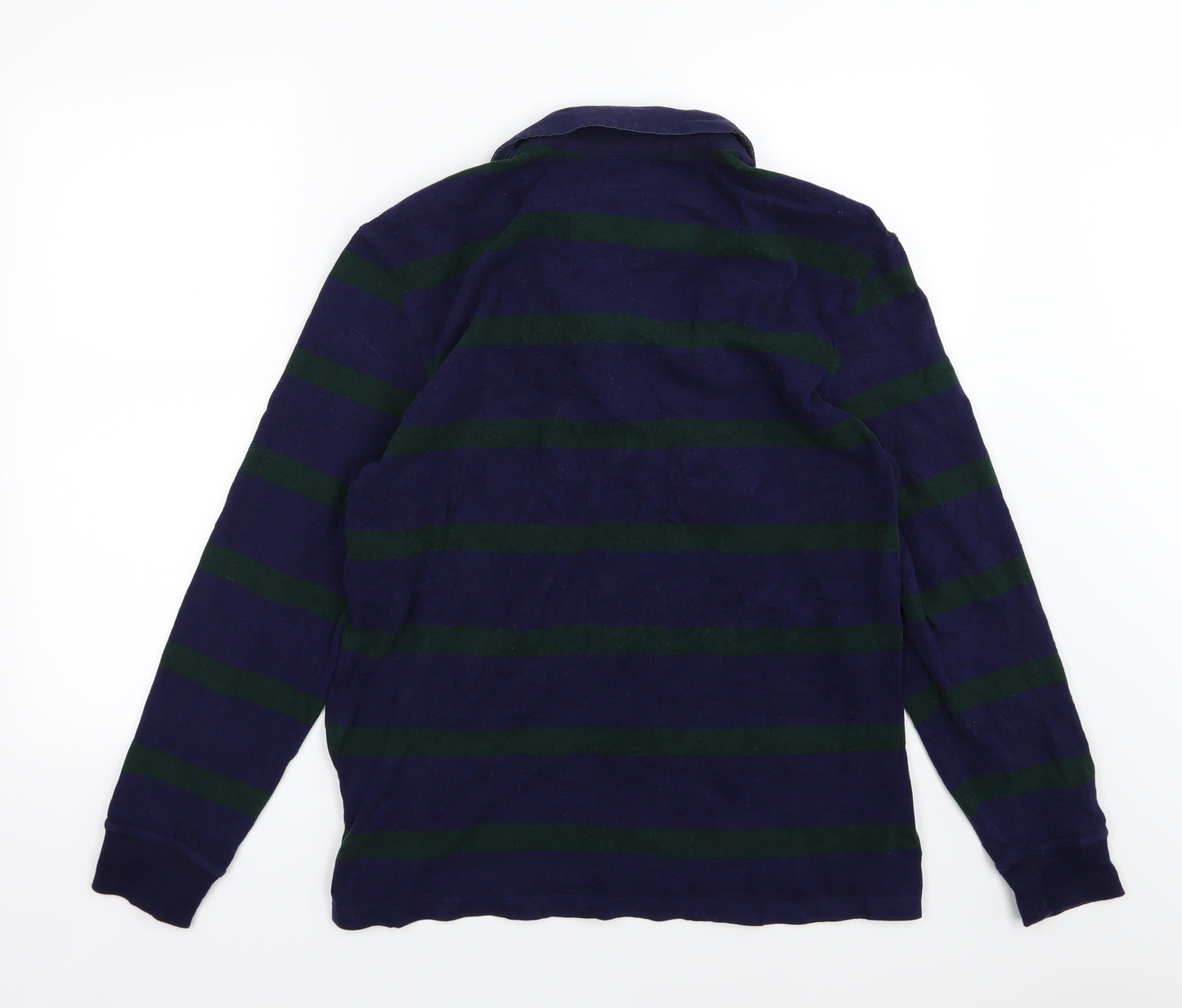 TU Mens Blue Striped Jersey  Polo Size M