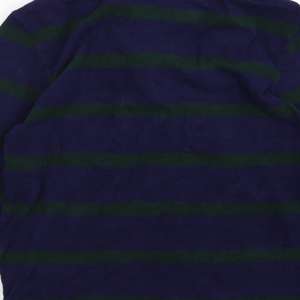 TU Mens Blue Striped Jersey  Polo Size M