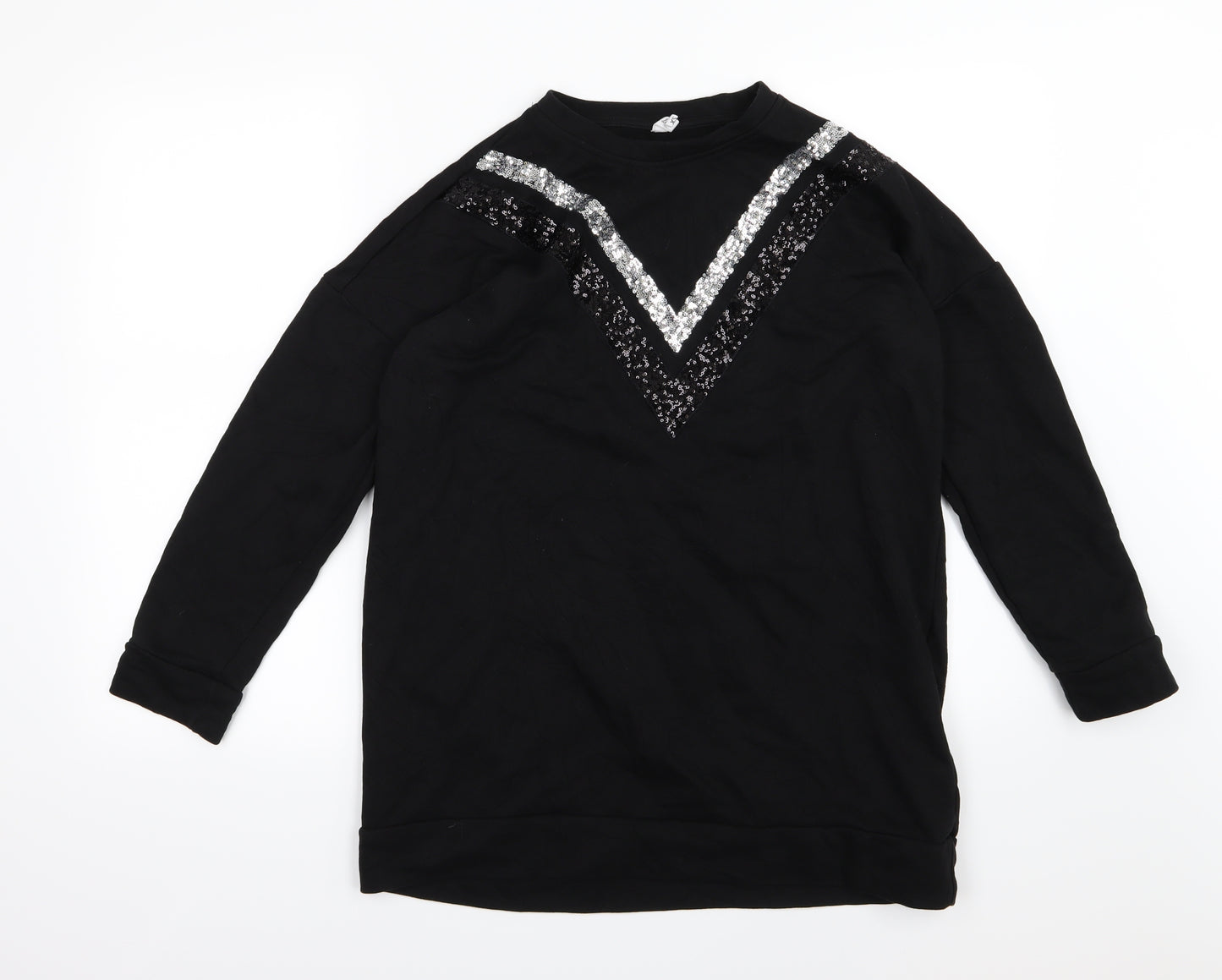 Defacto Womens Black Striped Jersey Pullover Sweatshirt Size XS  - Sequin oversized