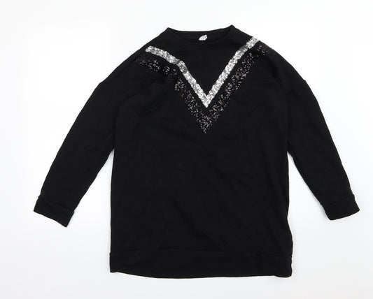 Defacto Womens Black Striped Jersey Pullover Sweatshirt Size XS  - Sequin oversized