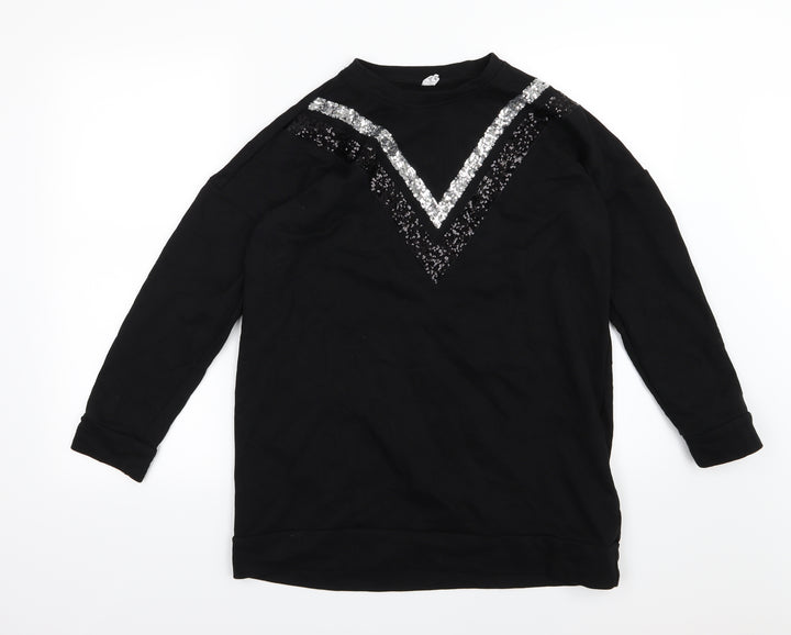 Defacto Womens Black Striped Jersey Pullover Sweatshirt Size XS  - Sequin oversized