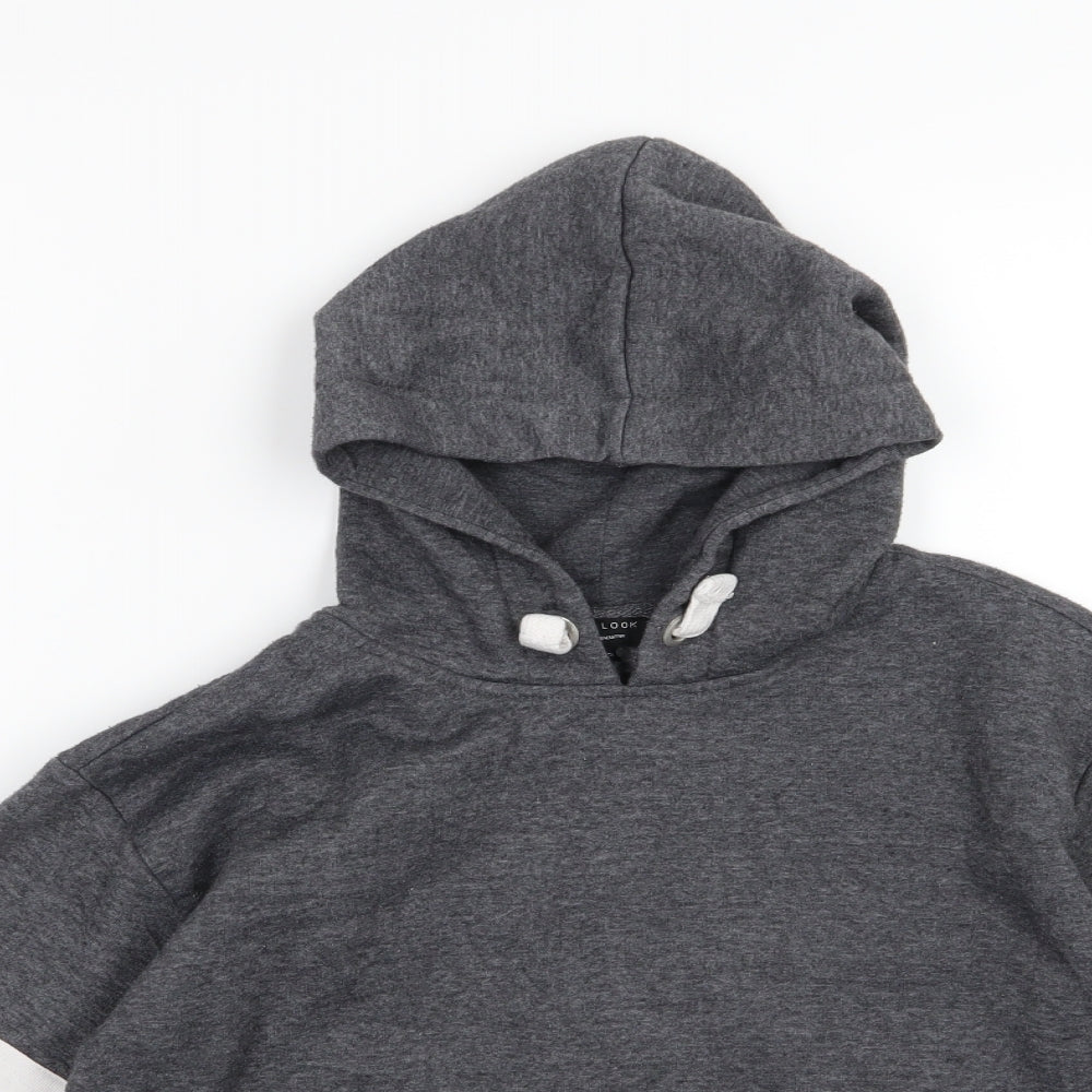 New Look Girls Grey  Jersey Pullover Hoodie Size 12-13 Years  - Cropped