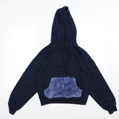 Berska Womens Blue  Jersey Pullover Hoodie Size S