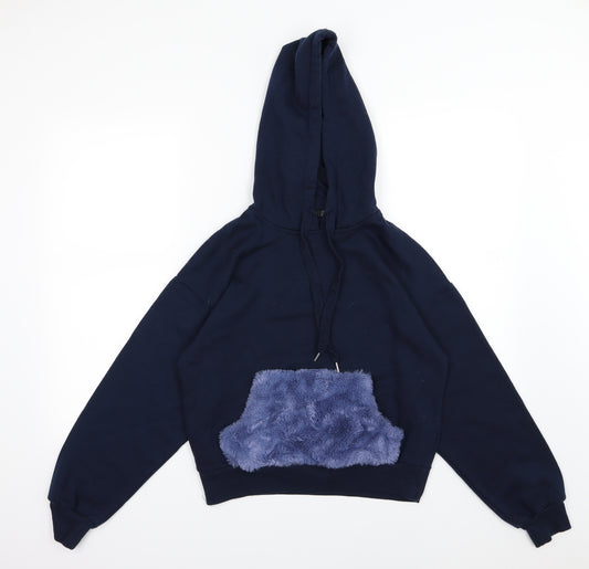 Berska Womens Blue  Jersey Pullover Hoodie Size S