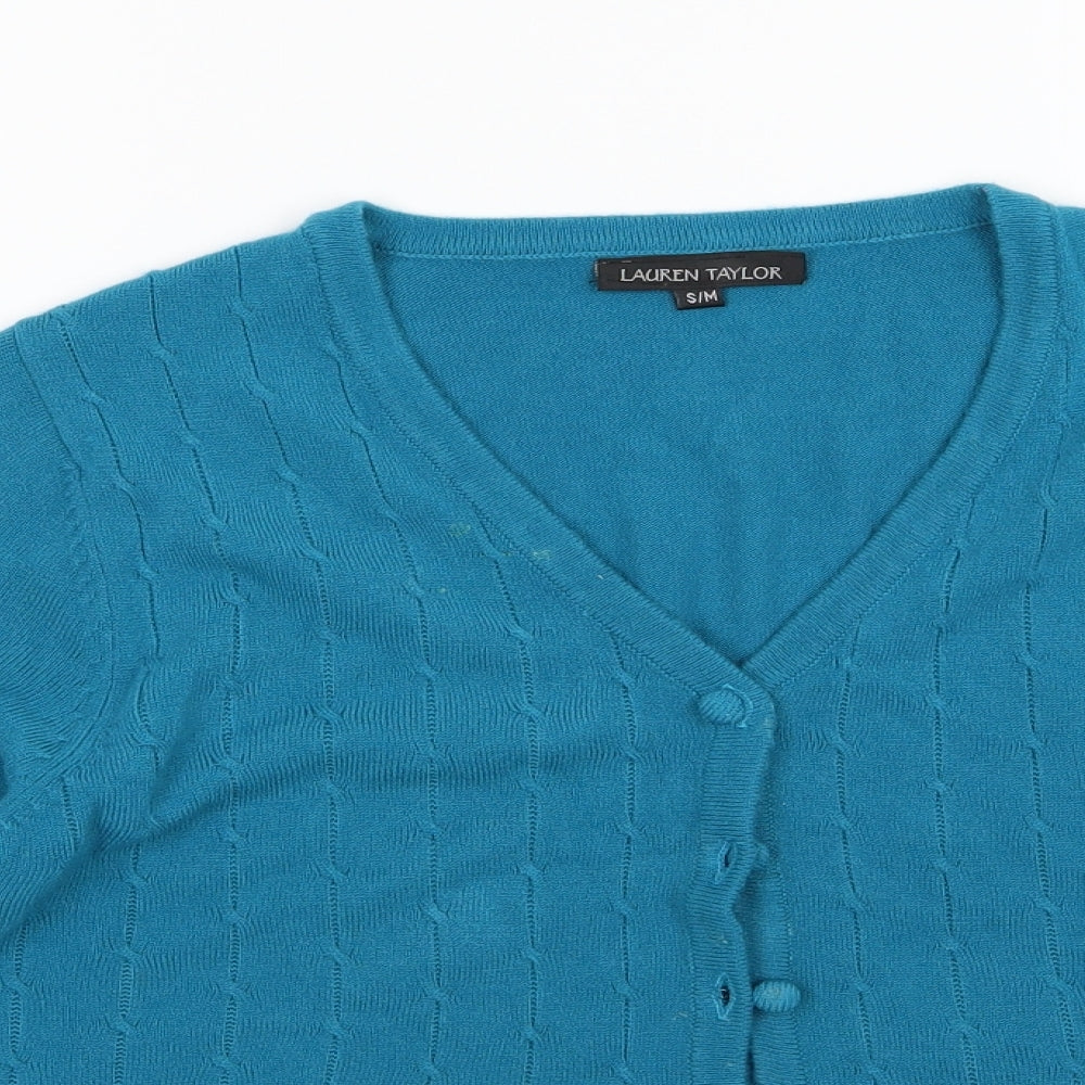 Lauren Taylor Womens Blue  Knit Cardigan Jumper Size S