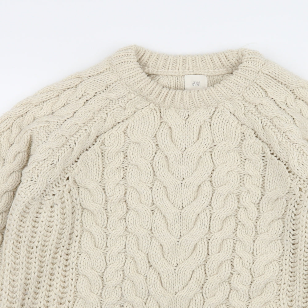 H&M Womens Ivory  Knit Pullover Jumper Size M