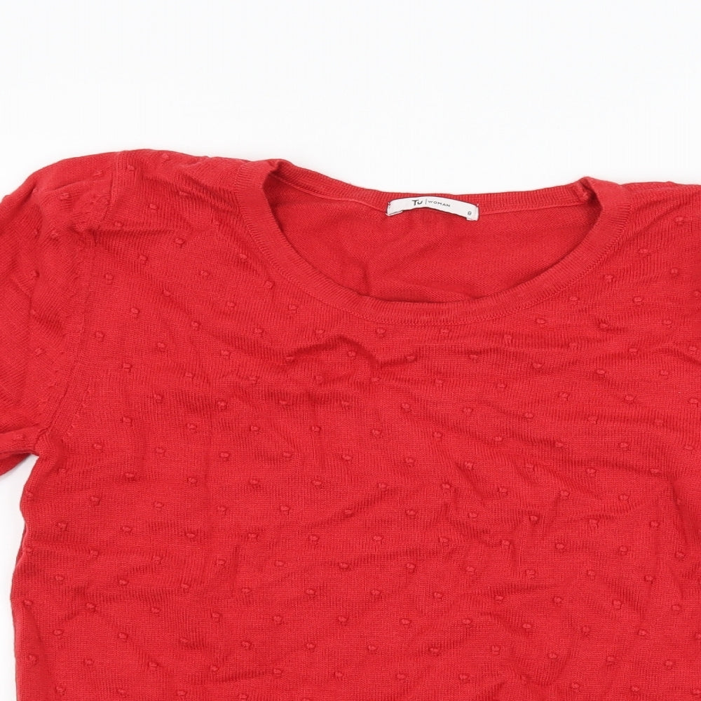 TU Womens Red  Jersey Basic T-Shirt Size 10