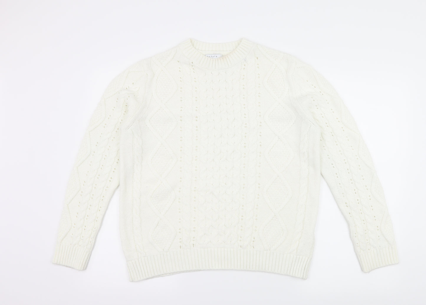 Papaya Womens White  Knit Pullover Jumper Size M