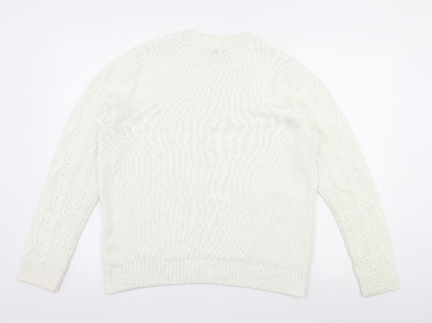 Papaya Womens White  Knit Pullover Jumper Size M