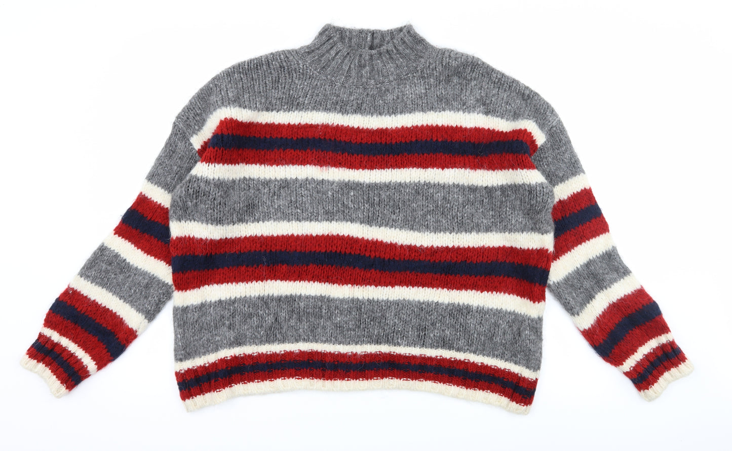 Primark Womens Grey Striped Knit Pullover Jumper Size 14
