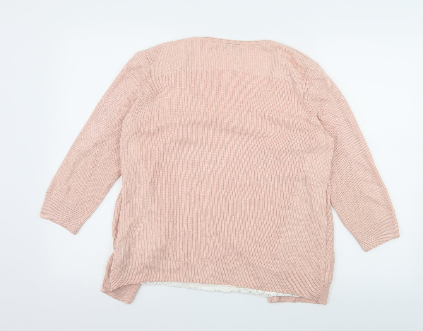 Marks and Spencer Womens Pink  Knit Basic Blouse Size 12  - Crochet detail