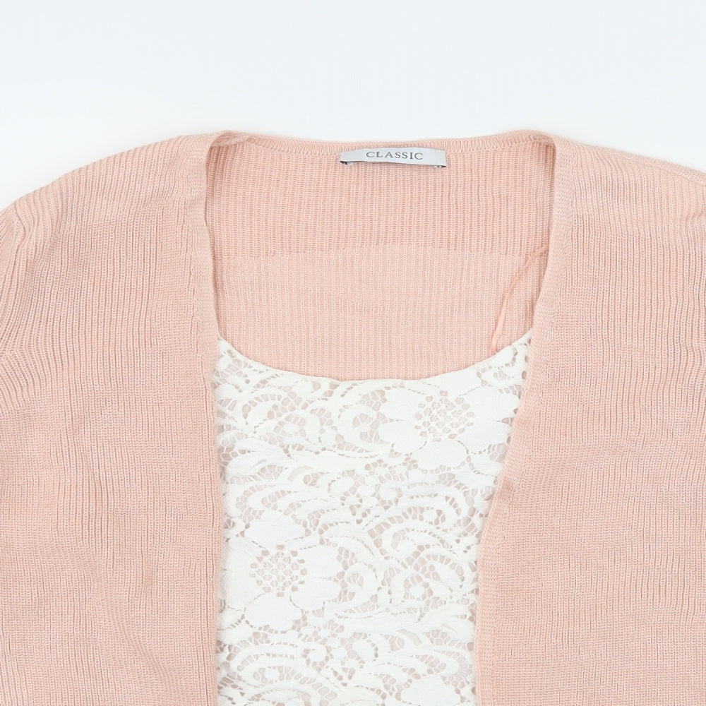 Marks and Spencer Womens Pink  Knit Basic Blouse Size 12  - Crochet detail