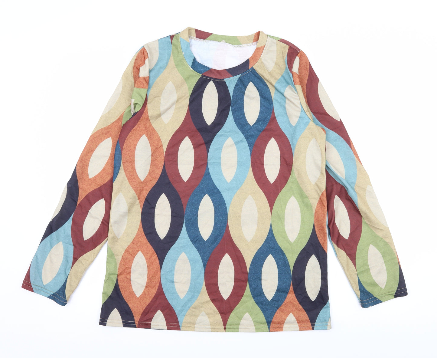 Preworn Womens Multicoloured Geometric Jersey Basic T-Shirt Size M