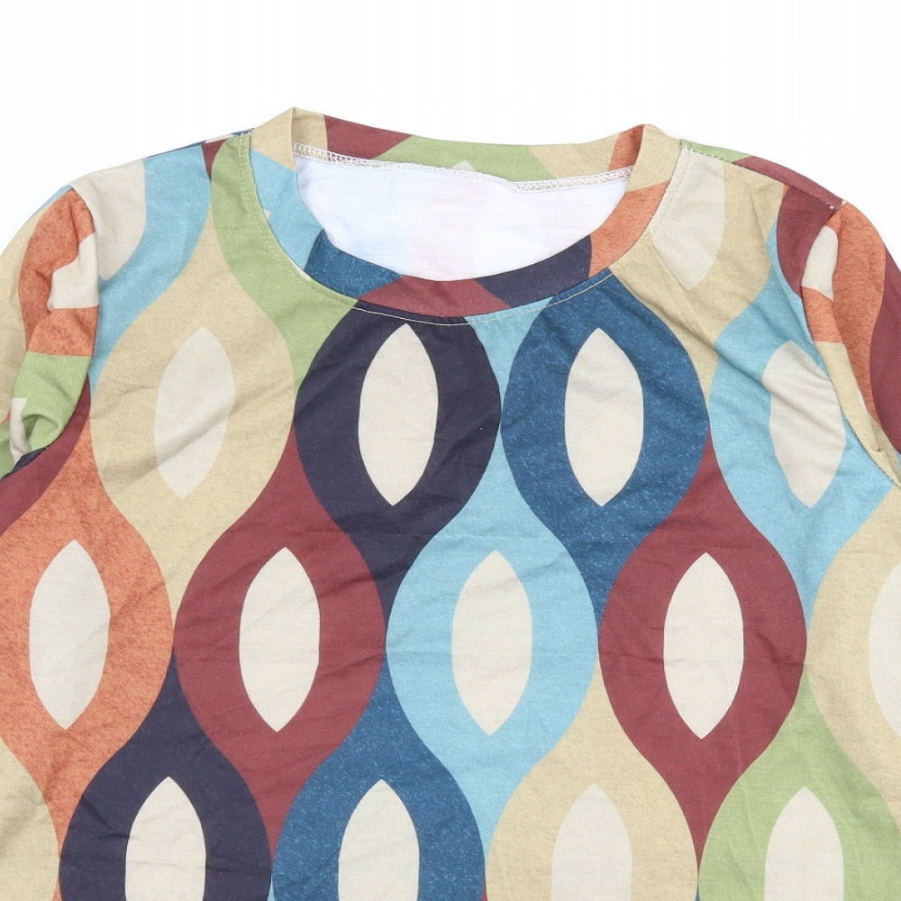 Preworn Womens Multicoloured Geometric Jersey Basic T-Shirt Size M