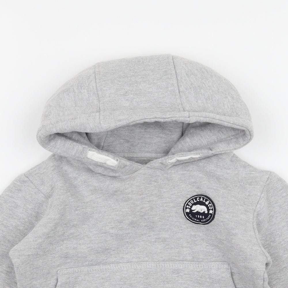 SoulCal&Co Boys Grey  Jersey Pullover Hoodie Size 2-3 Years