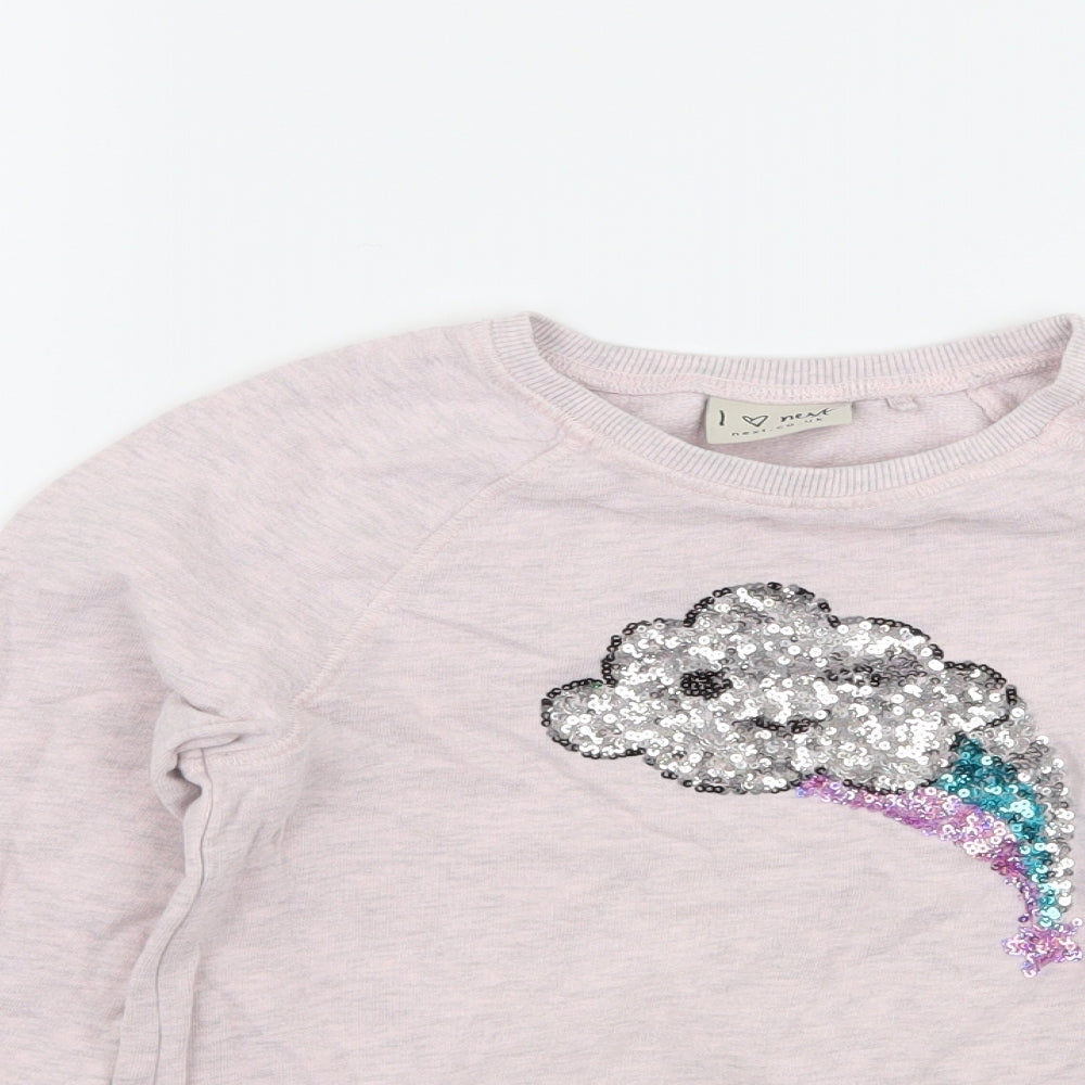 NEXT Girls Pink  Jersey Pullover Sweatshirt Size 6 Years  - Cloud