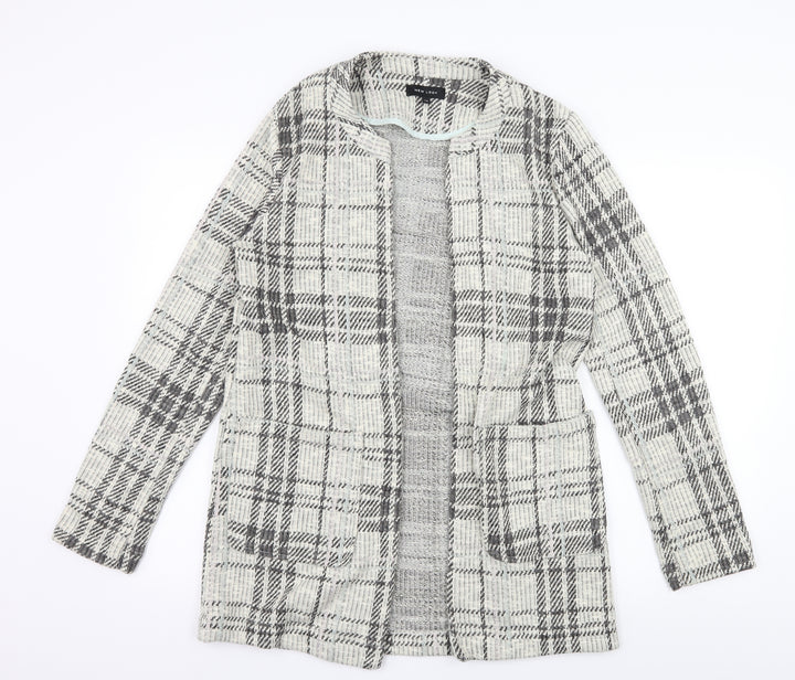 New Look Womens Ivory Plaid Jersey Jacket Size 12