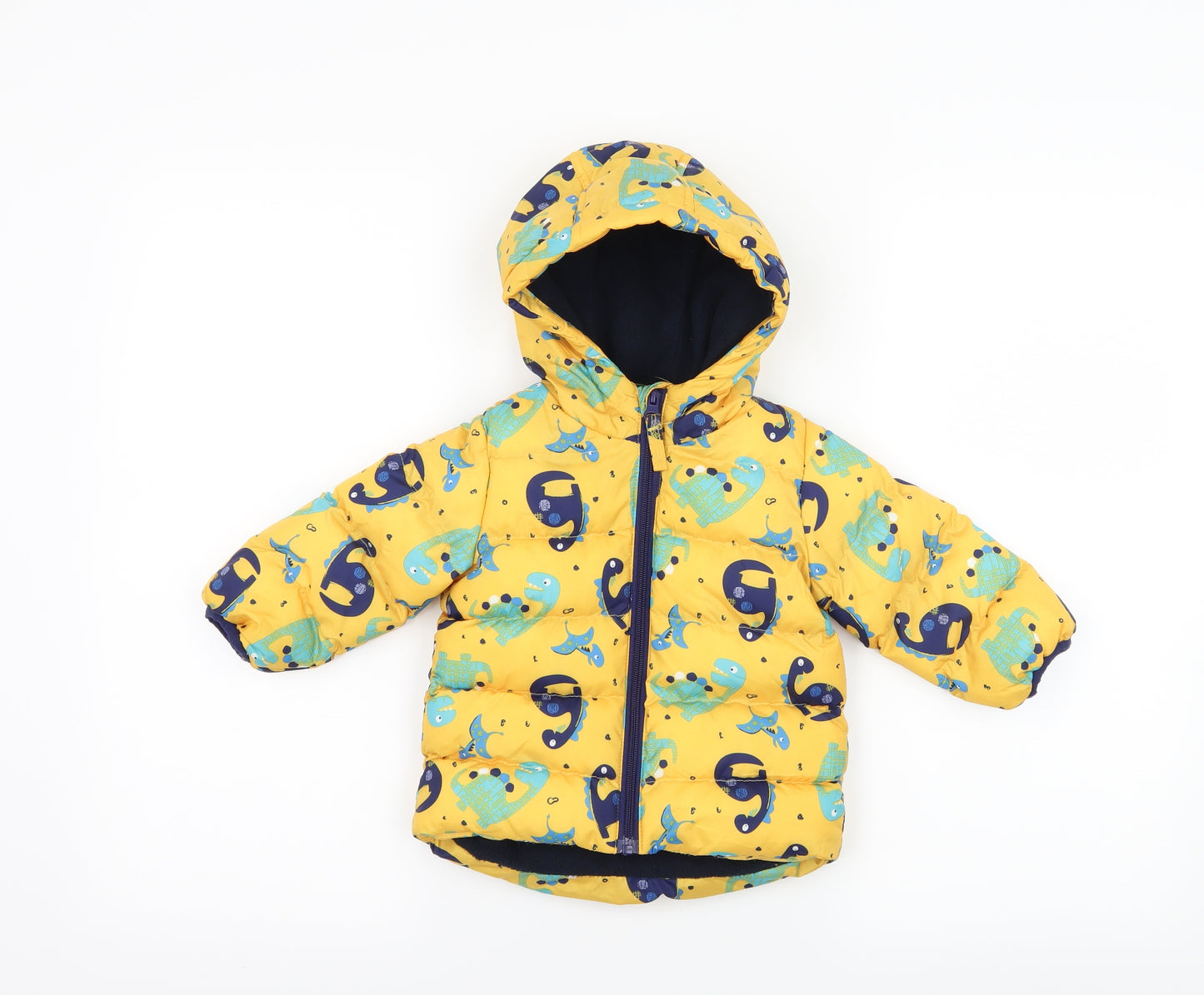 M&Co Baby Yellow Geometric  Puffer Jacket Jacket Size 9-12 Months  - DInosaur