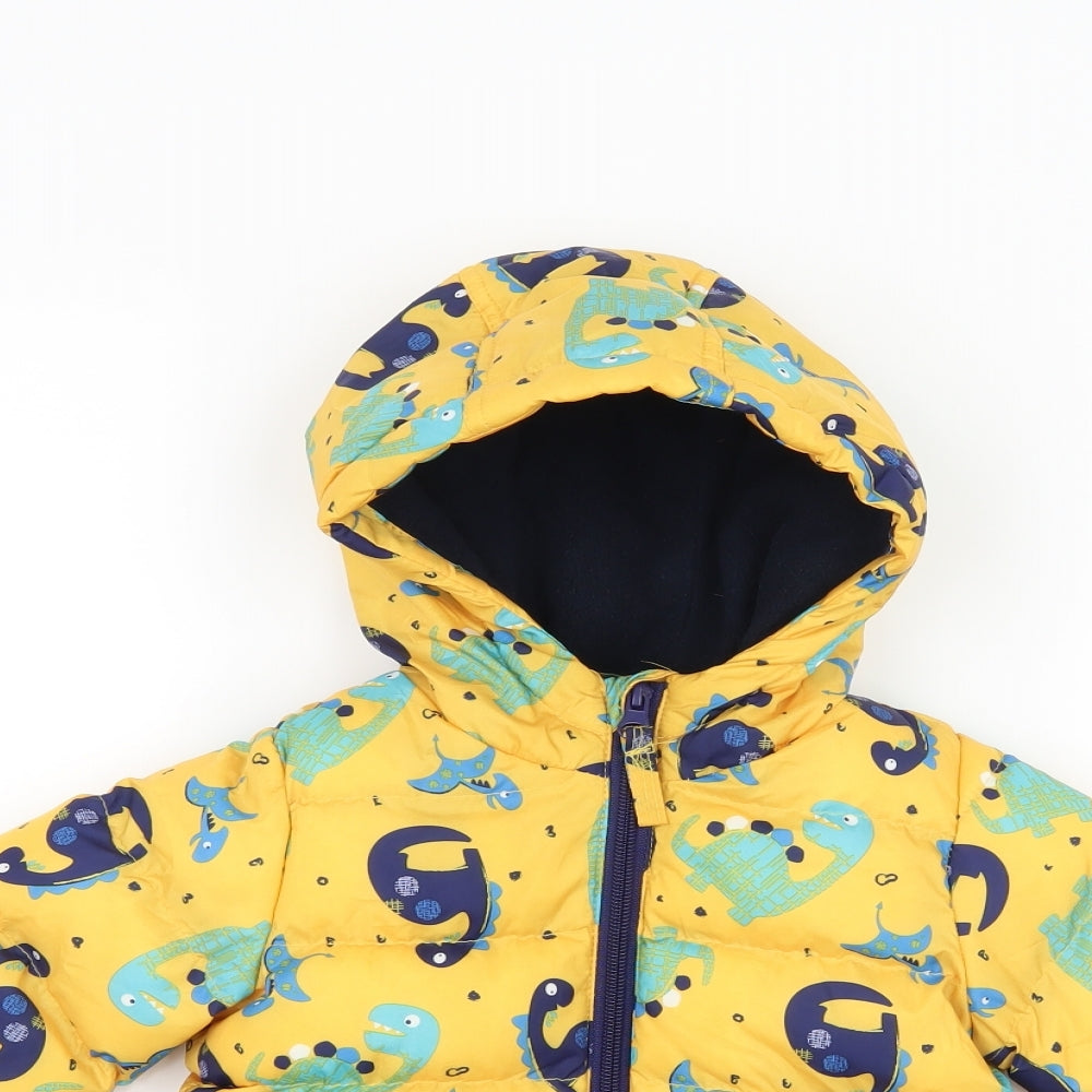 M&Co Baby Yellow Geometric  Puffer Jacket Jacket Size 9-12 Months  - DInosaur