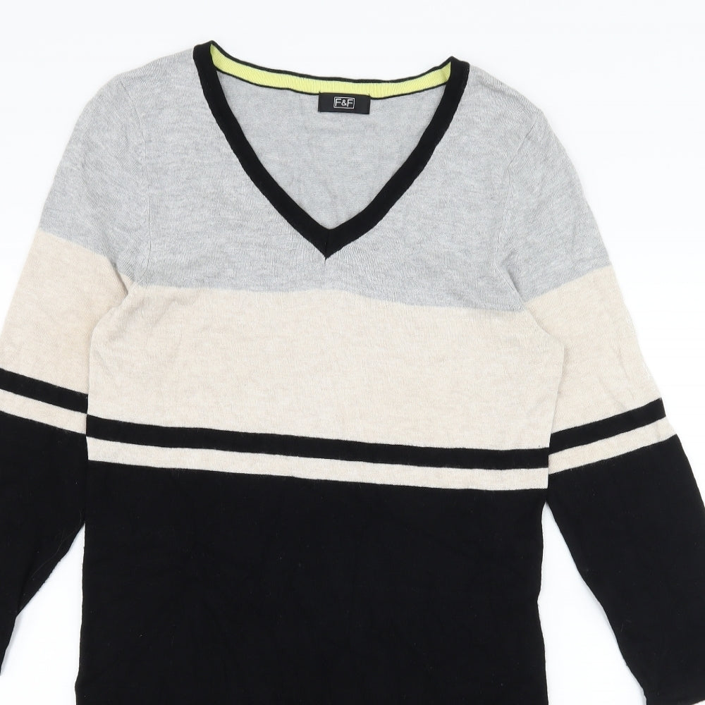 F&F Womens Ivory Striped Knit Jumper Dress  Size 10
