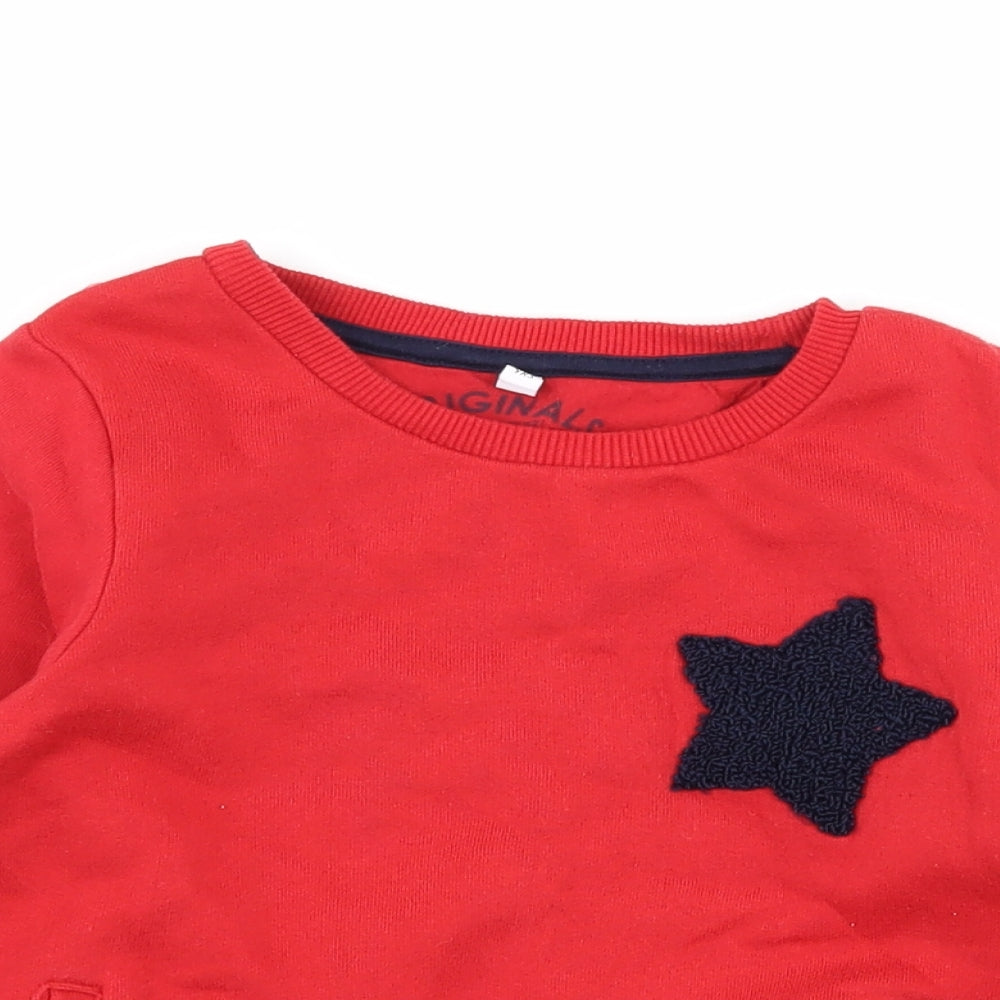Marks and Spencer Boys Red  Jersey Pullover Sweatshirt Size 4-5 Years  - Star