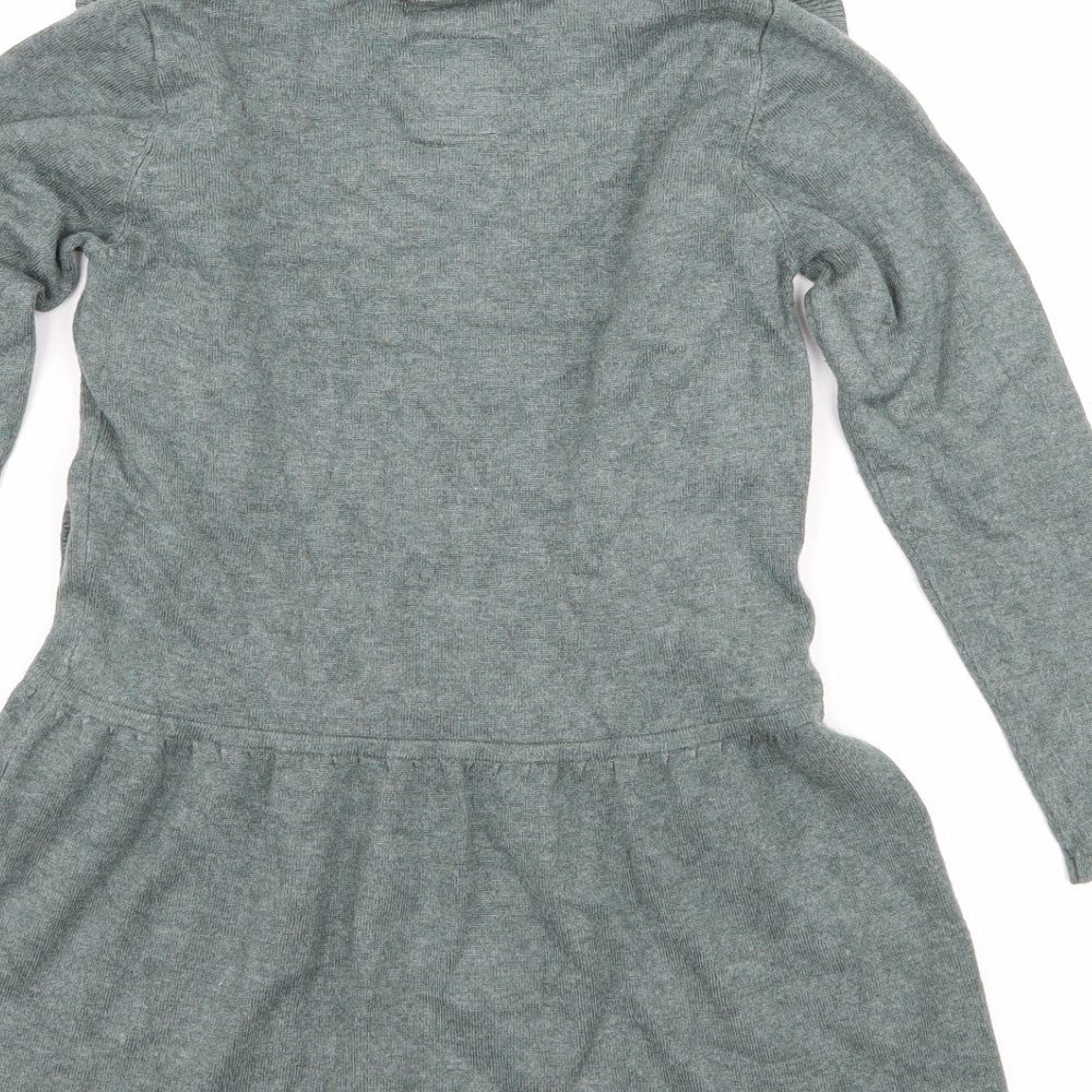 Zara Girls Green  Knit Jumper Dress  Size 6 Years  - Ruffle Detail