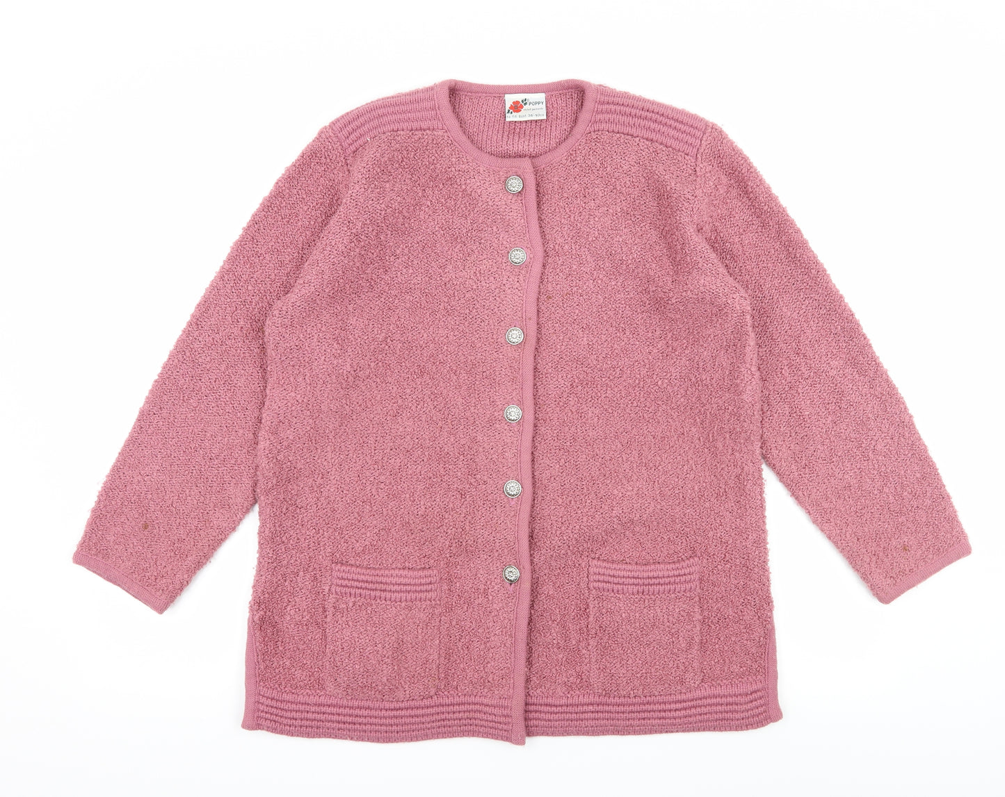 Poppy Womens Pink  Knit Cardigan Jumper Size 12
