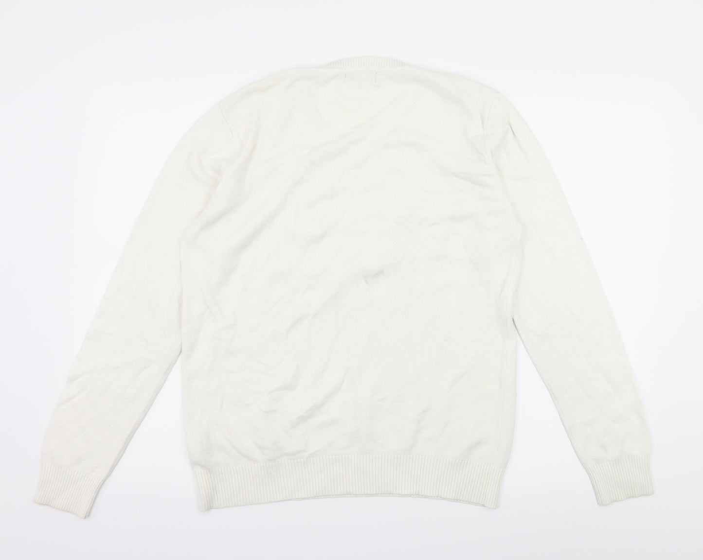 Claudia C Womens White Animal Print Knit Pullover Jumper Size L
