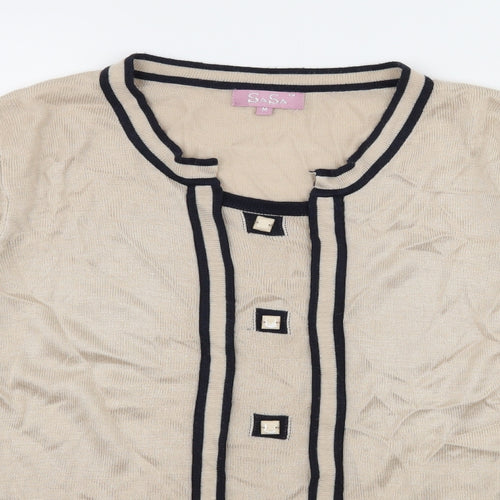 SaSa Womens Beige Striped Knit Basic T-Shirt Size M