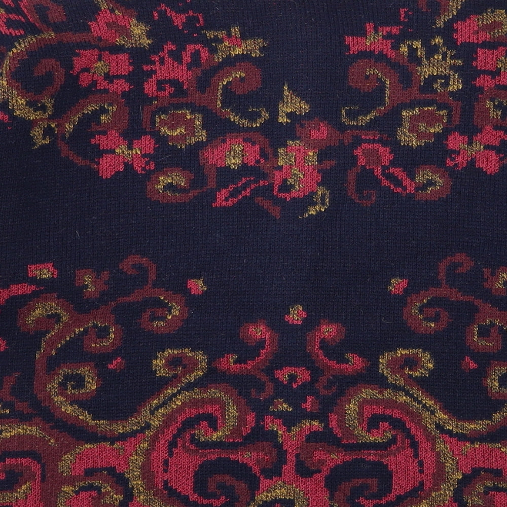 St Michael Womens Blue Floral Knit Cardigan Jumper Size 14