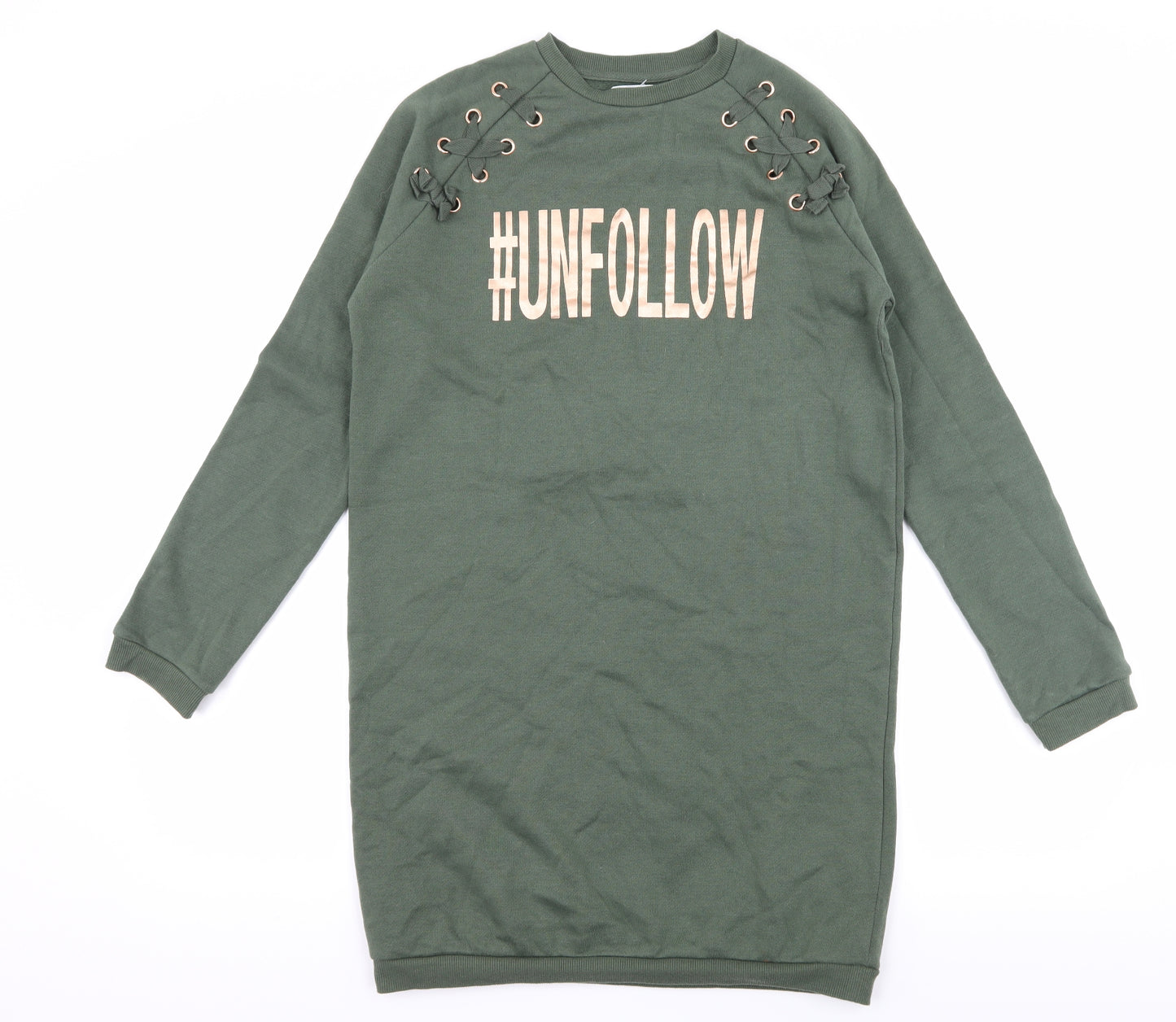Primark Girls Green  Jersey Jumper Dress  Size 14-15 Years  - #unfollow