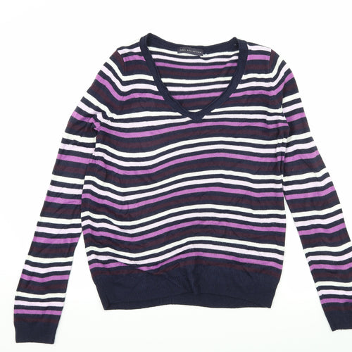 Marks and Spencer Womens Purple Striped Knit Pullover Jumper Size 12