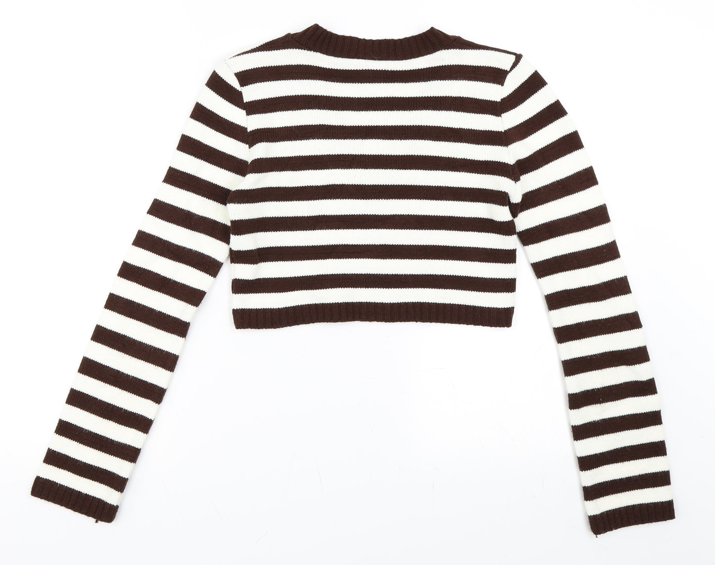 Rebel Womens Brown Striped  Pullover Jumper Size S