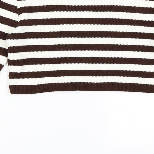 Rebel Womens Brown Striped  Pullover Jumper Size S