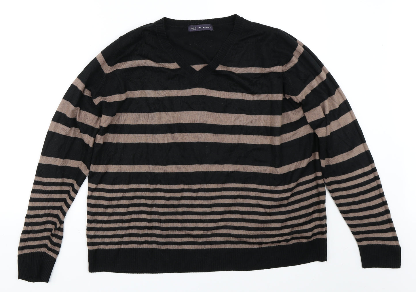 Marks and Spencer Womens Brown Striped  Pullover Jumper Size 18
