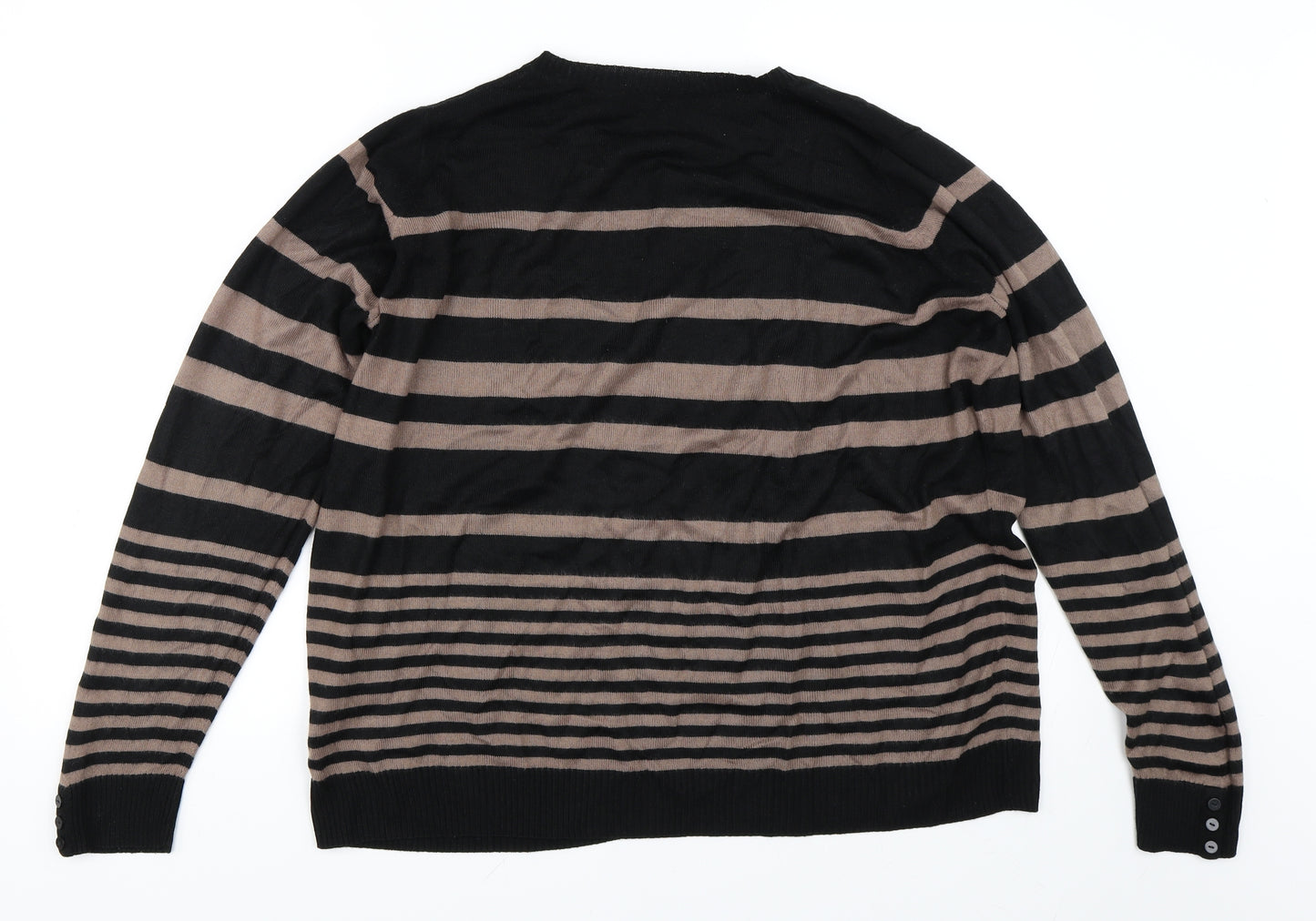 Marks and Spencer Womens Brown Striped  Pullover Jumper Size 18
