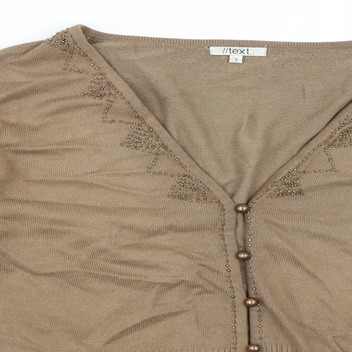 Text Womens Beige   Pullover Jumper Size M