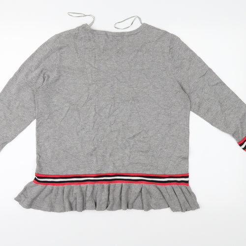 TU Womens Grey Striped Knit Pullover Jumper Size 14