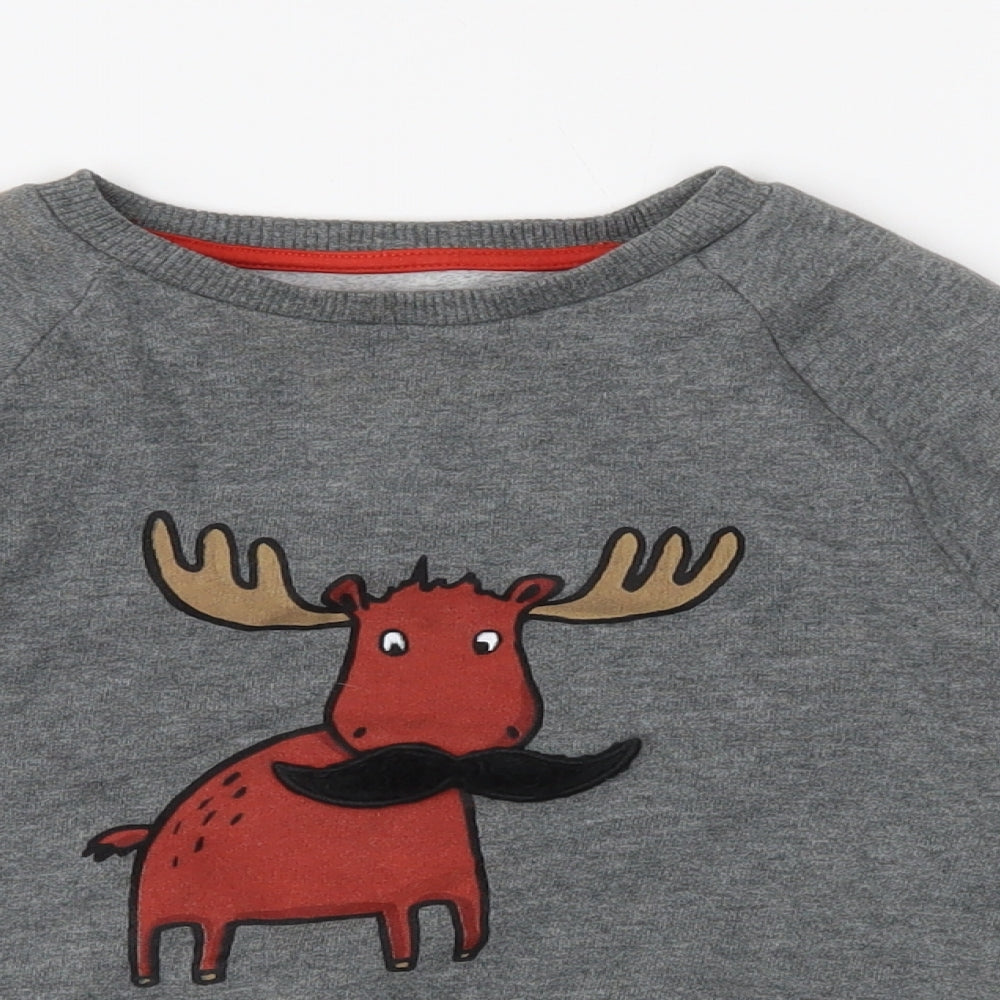 NEXT Boys Grey  Jersey Pullover Sweatshirt Size 4-5 Years  - Moose-Tache